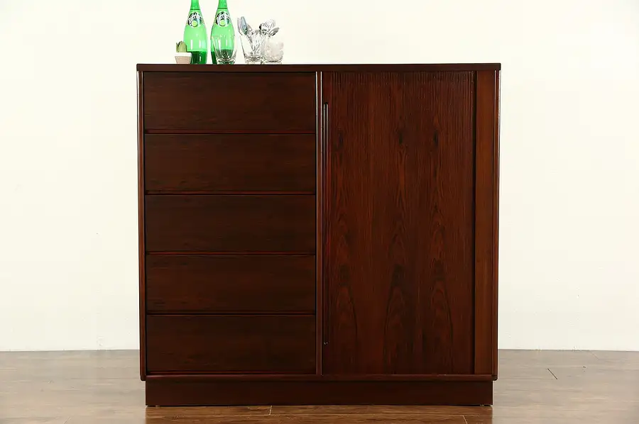 Main image of Rosewood Midcentury Modern Danish Vintage Tall Chest & Tambour Door Cabinet