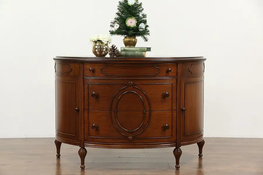 Main image of Demilune Half Round Mahogany Hall Console Cabinet, Chest or Dresser