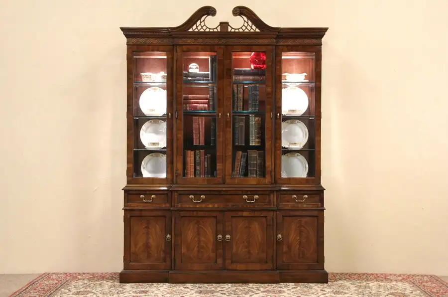 Main image of Drexel Heritage Mahogany Vintage Breakfront China Cabinet Bookcase