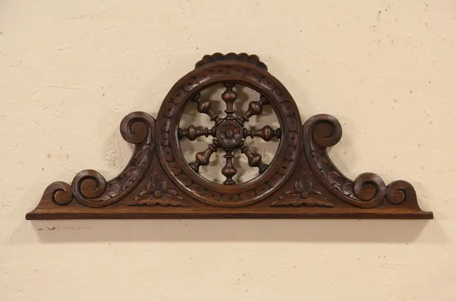 Main image of Brittany France Salvage Antique 1890 Crest, Hand Carved Chestnut