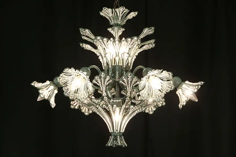 Main image of Verdigris Vintage Chandelier, Lucite Jeweled Prisms