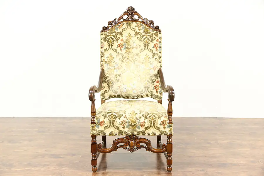 Main image of Carved Antique 1915 Hall or Throne Chair