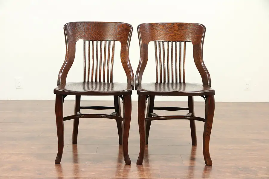 Main image of Pair Antique Quarter Sawn Oak Dining Chairs Heywood Wakefield Chicago