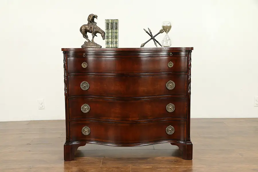 Main image of Mahogany Serpentine Bachelor, Linen or Hall Chest, Shelf, Union National