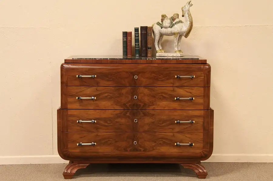 Main image of Art Deco Matched Burl Chest or Dresser
