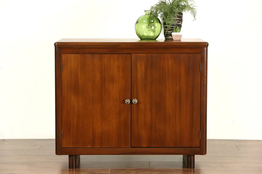 Main image of Midcentury Modern 1960 Vintage Walnut Library or Office Cabinet, Flush Doors