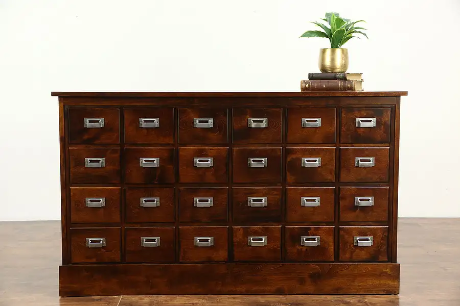 Main image of Apothecary Drugstore Counter, 1910 Antique 24 Drawer File Cabinet