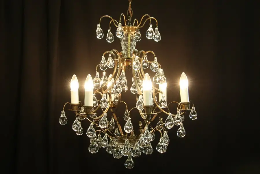 Main image of Antique Bronze Chandelier, Bubble Prisms