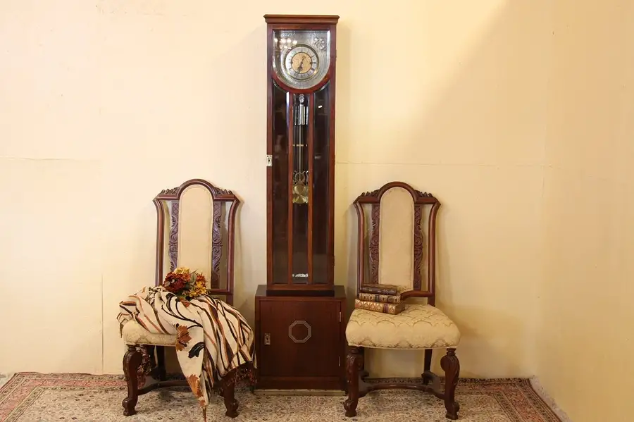 Main image of Art Deco Tall Case Rosewood Grandfather Clock
