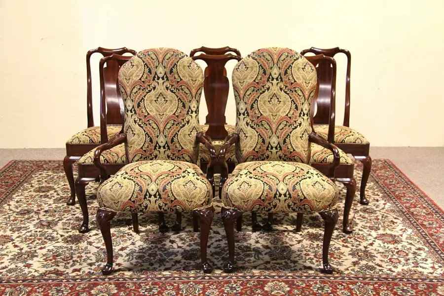 Main image of Set of 8 Upholstered Dining Chairs, 6 Kittinger