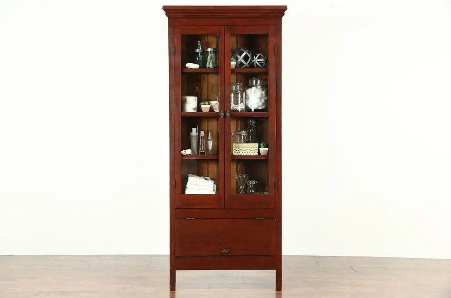 Main image of Hires Root Beer Cabinet, 1890's Antique Hand Planed Redwood