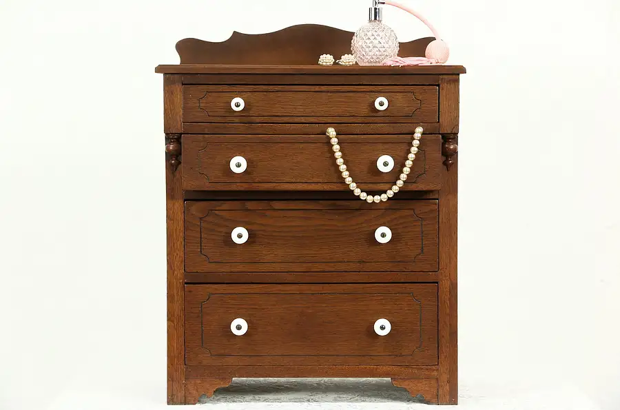 Main image of Child Size Antique Walnut Dresser, Jewelry or Collector Chest