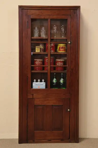 Main image of Narrow Antique Country Pine Cupboard