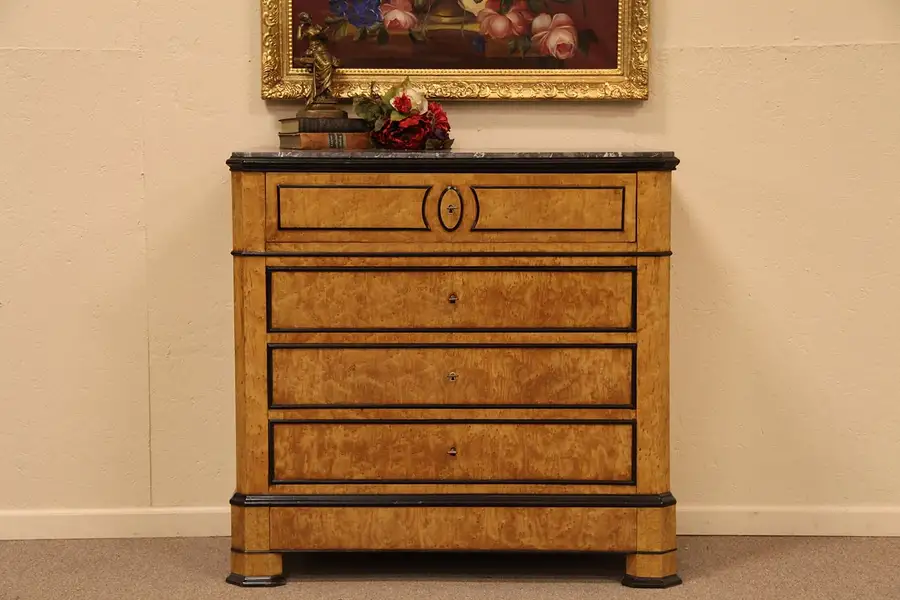 Main image of Birdseye Maple & Ebony Secretary Desk, Marble