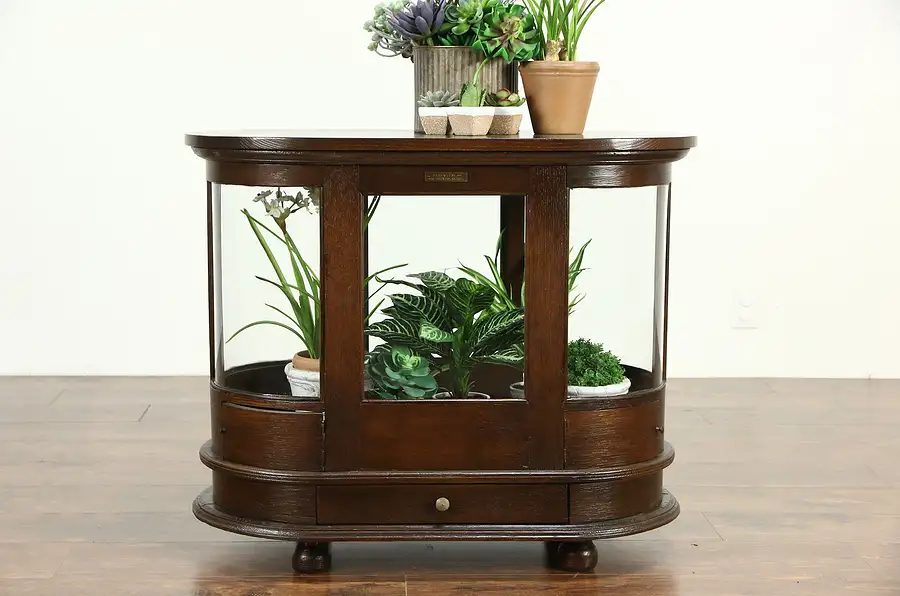 Main image of Merrick 1900 Antique Oak Spool Cabinet Converted to Tabletop Showcase