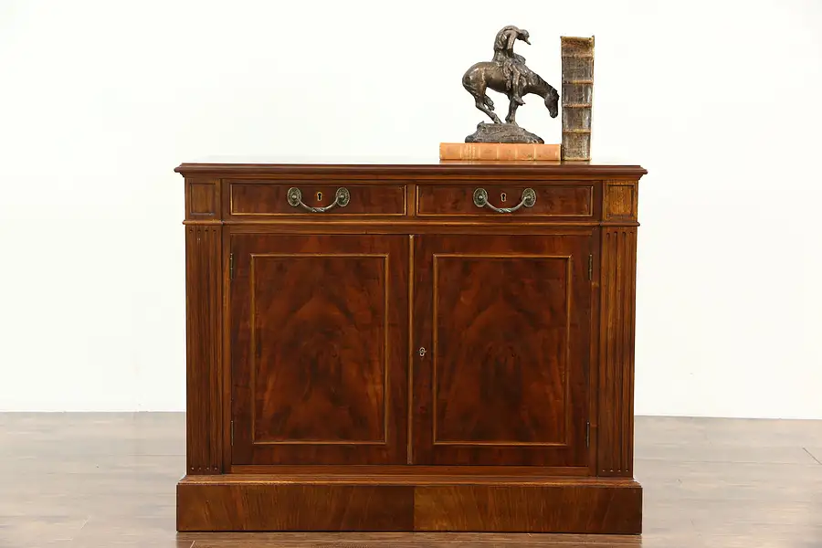 Main image of Traditional Vintage Custom Walnut Executive Office Credenza or Cabinet, Key