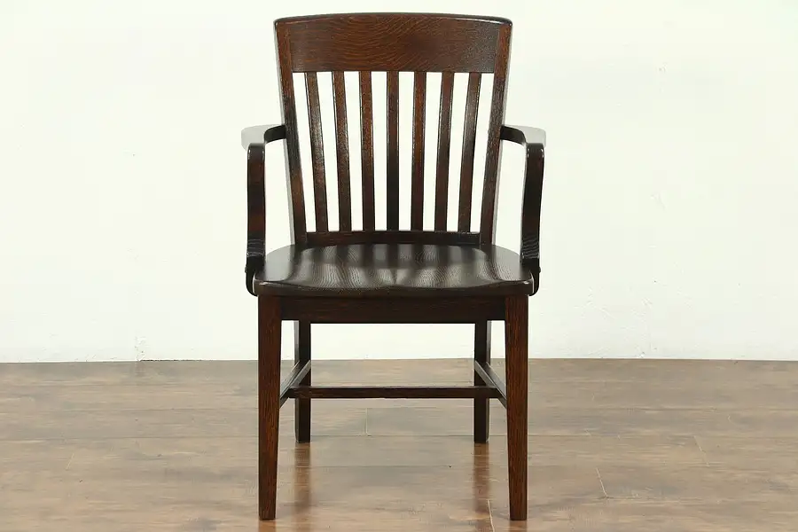 Main image of Oak 1920 Antique Banker, Library or Office Desk Chair