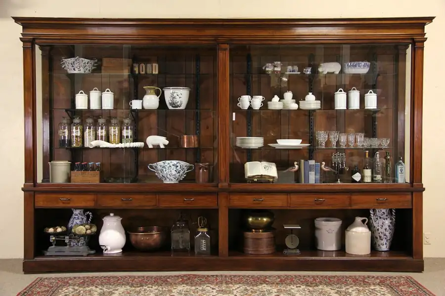 Main image of Display Cabinet from Marshall Field, 12' Walnut 1920's Antique