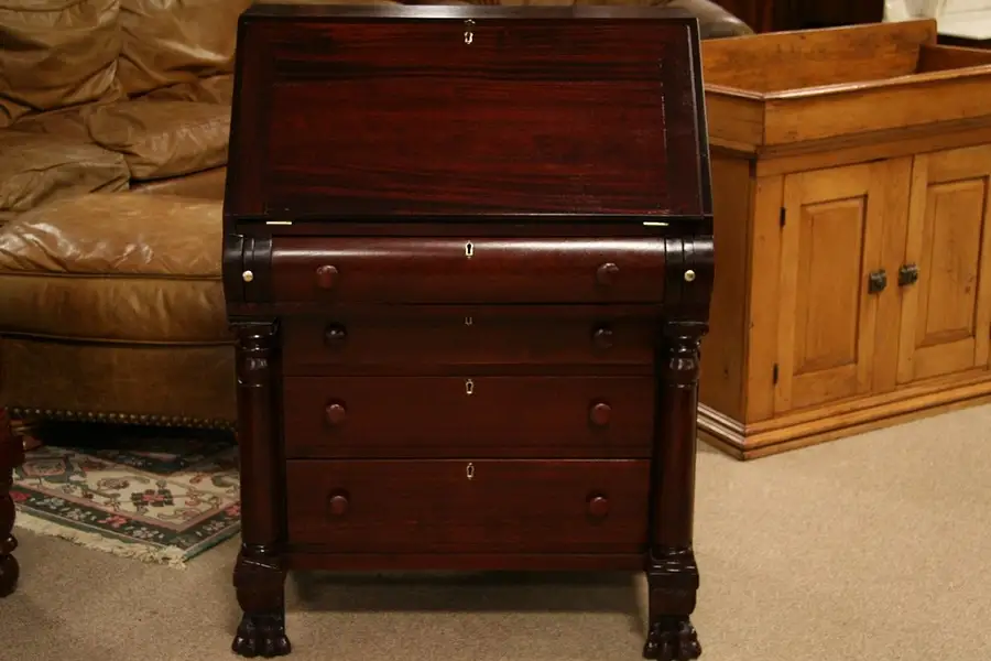 Main image of Empire Mahogany Paw Foot Secretary Desk 1870