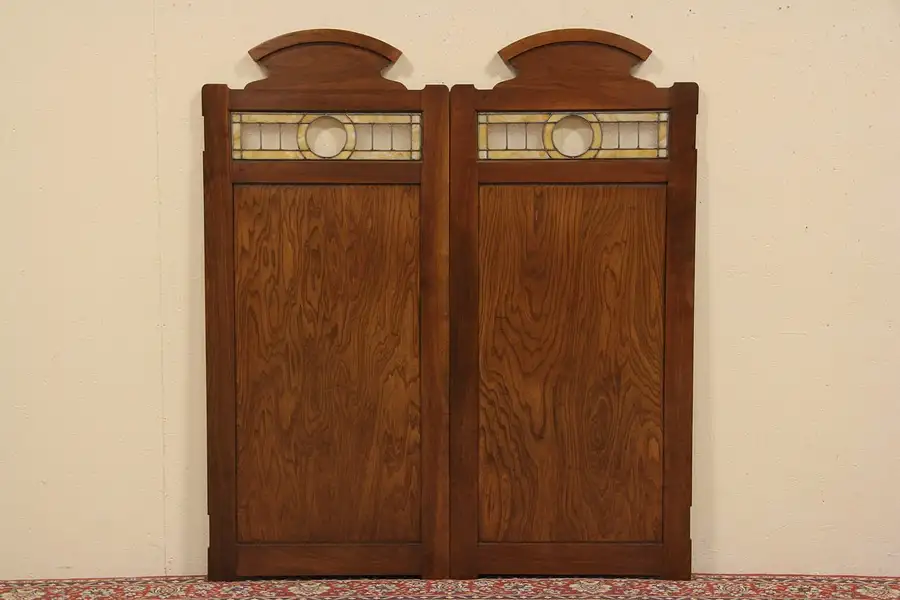 Main image of Pair Stained Glass Kitchen, Bar Room or Saloon Swinging Doors