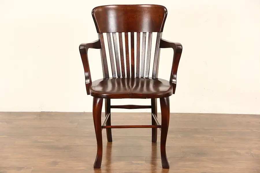 Main image of Banker, Office or Library Chair with Arms, 1910 Antique