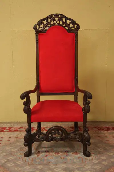 Main image of Carved Antique Throne or Hall Chair