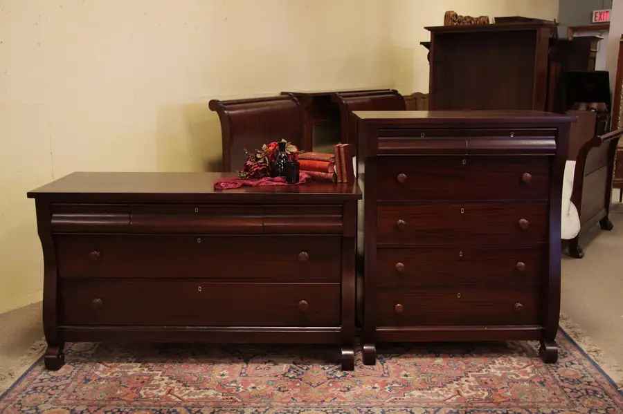 Main image of Empire Mahogany Turn of the Century Pair of Dressers