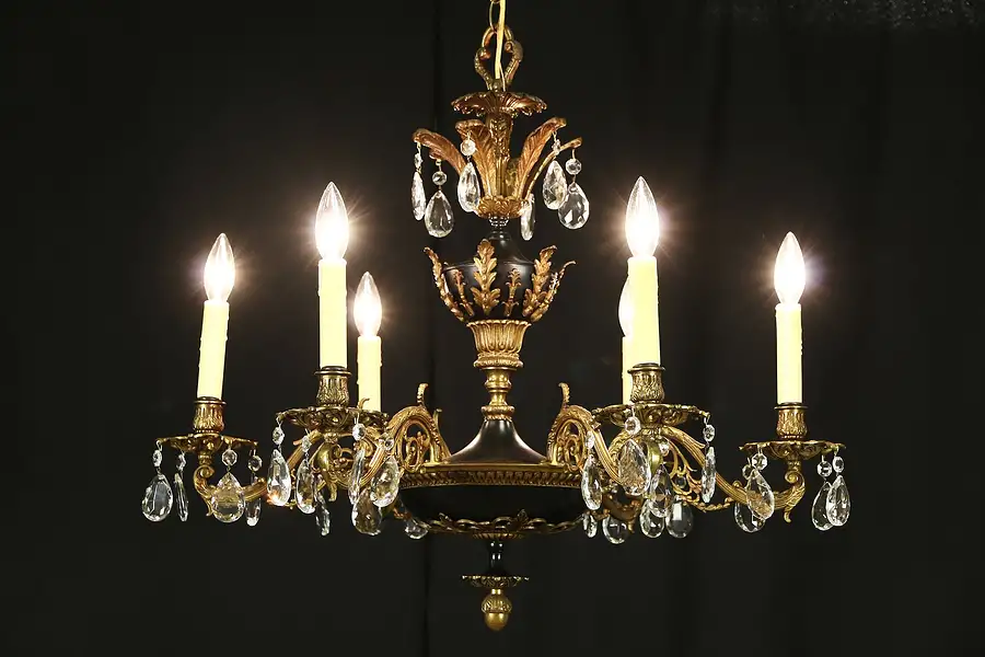 Main image of Regency Design 6 Candle Gold Plated & Black Vintage Chandelier