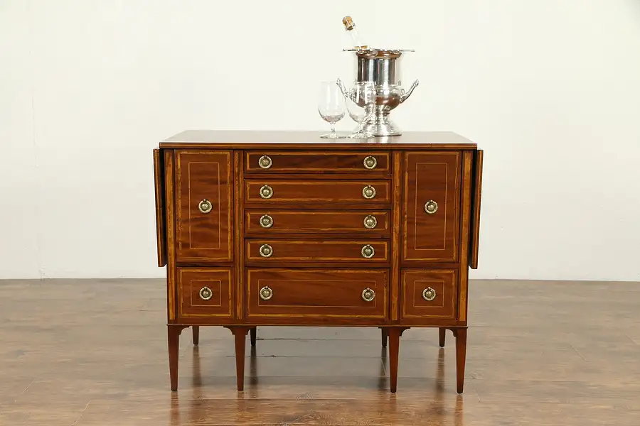 Main image of Banded Mahogany Antique Silver or Collector Chest, Server, Wine Drawers
