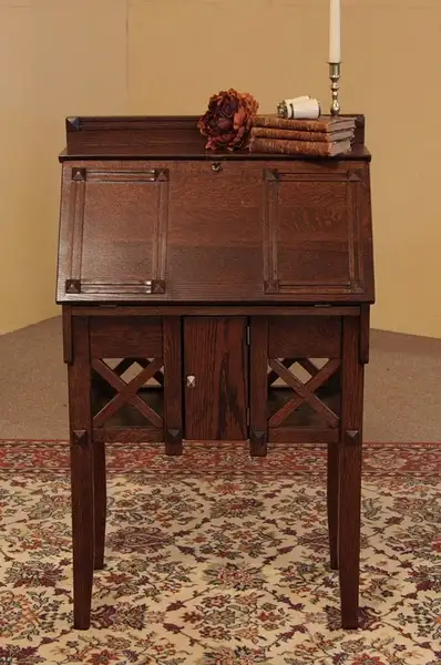Main image of Arts & Crafts Mission Oak Antique Secretary Desk