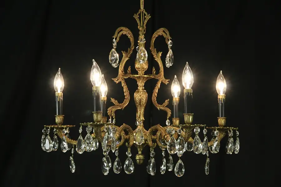 Main image of Chandelier, 6 Candle European Prisms Vintage Light Fixture