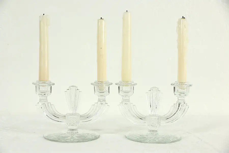 Main image of Pair of Art Deco 1925 Double Glass Candelabra