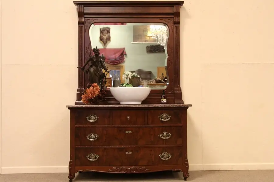 Main image of Victorian Marble Top Dresser or Sink Vanity