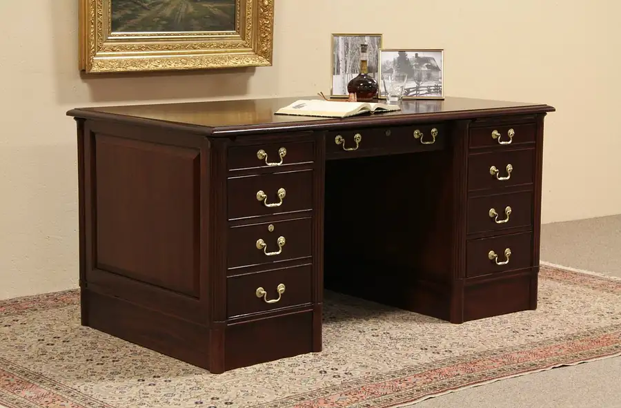 Main image of Executive Mahogany 1940 Vintage Mahogany Desk