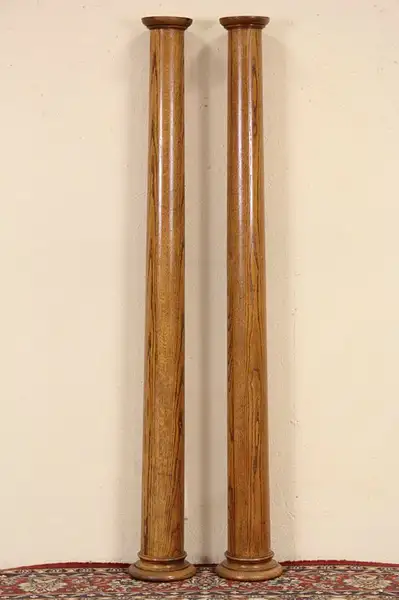 Main image of Pair of Architectural Salvage Antique 1900 Oak Columns