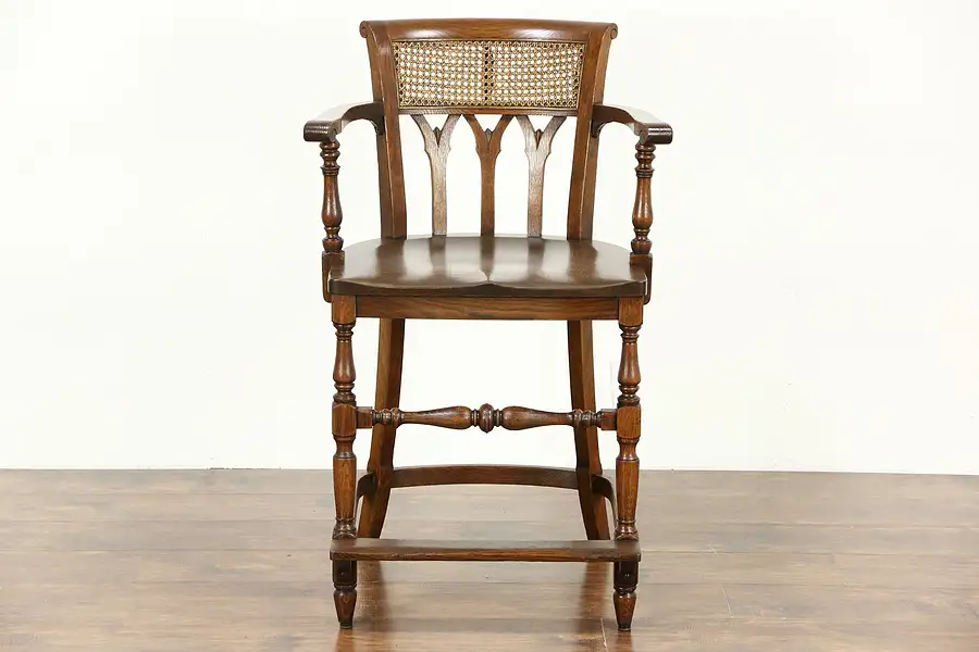 Main image of Oak Raised Antique Pool or Billiards Chair