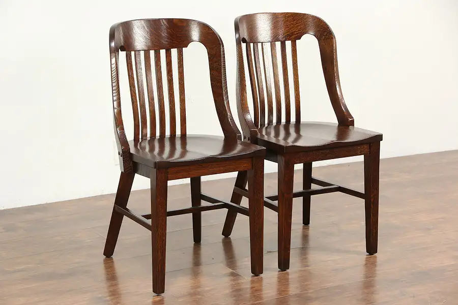Main image of Pair Oak 1915 Antique Library or Office Chairs, Crocker of Sheboygan WI