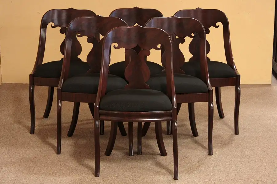 Main image of Set of 6 American Empire 1830's Antique Dining Chair
