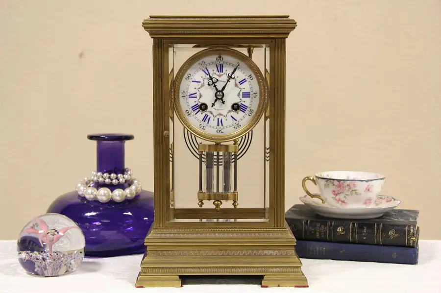 Main image of Tiffany 1910 Antique Bronze Case Crystal Regulator Clock