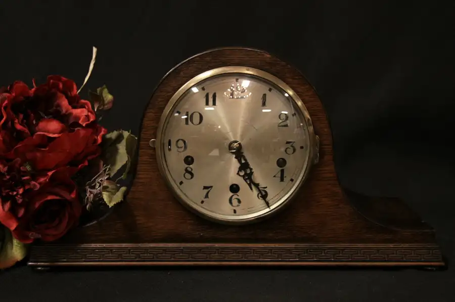 Main image of Westminster Chime Antique Oak 1910 Mantel Clock