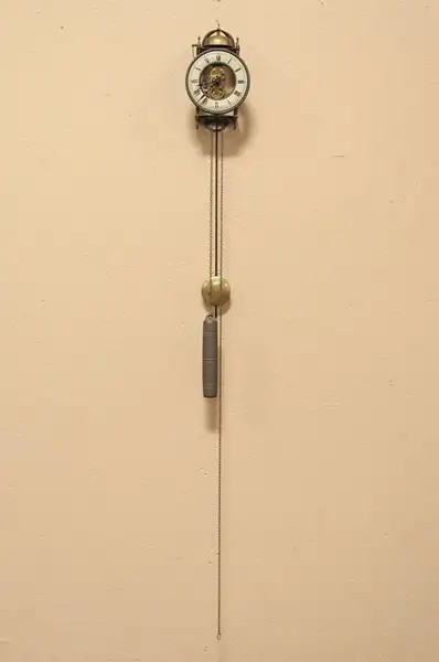 Main image of Skeleton Wall Clock, Vintage German Replica of 17th Century Original