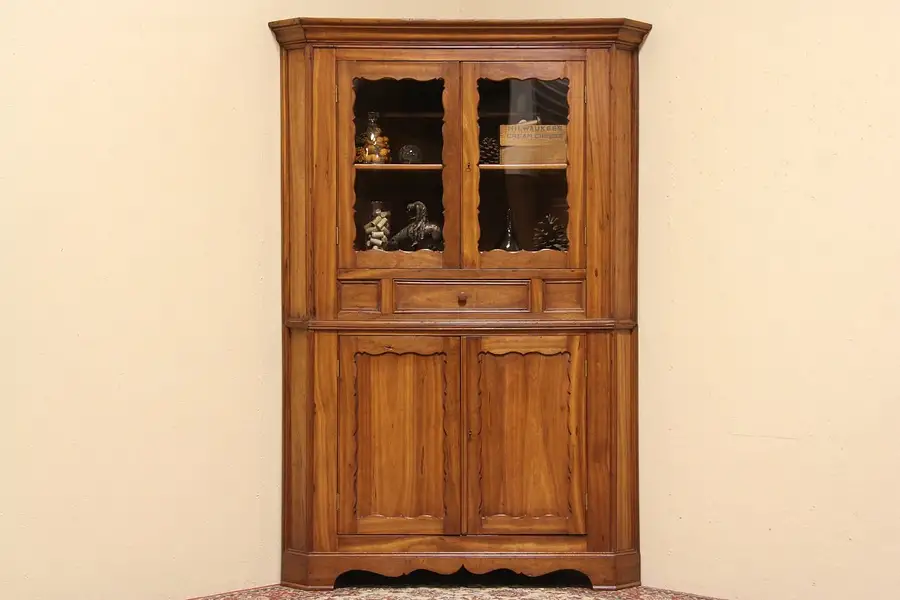 Main image of Cherry Scandinavian Immigrant 1860 Antique Corner Cupboard