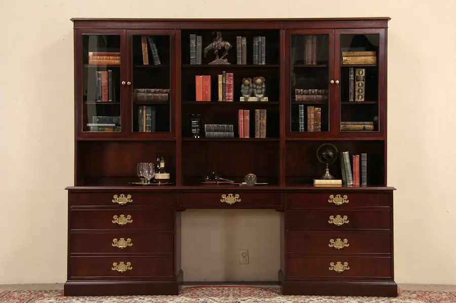 Main image of Kittinger Mahogany Executive Vintage Credenza, Lateral File & Bookcase