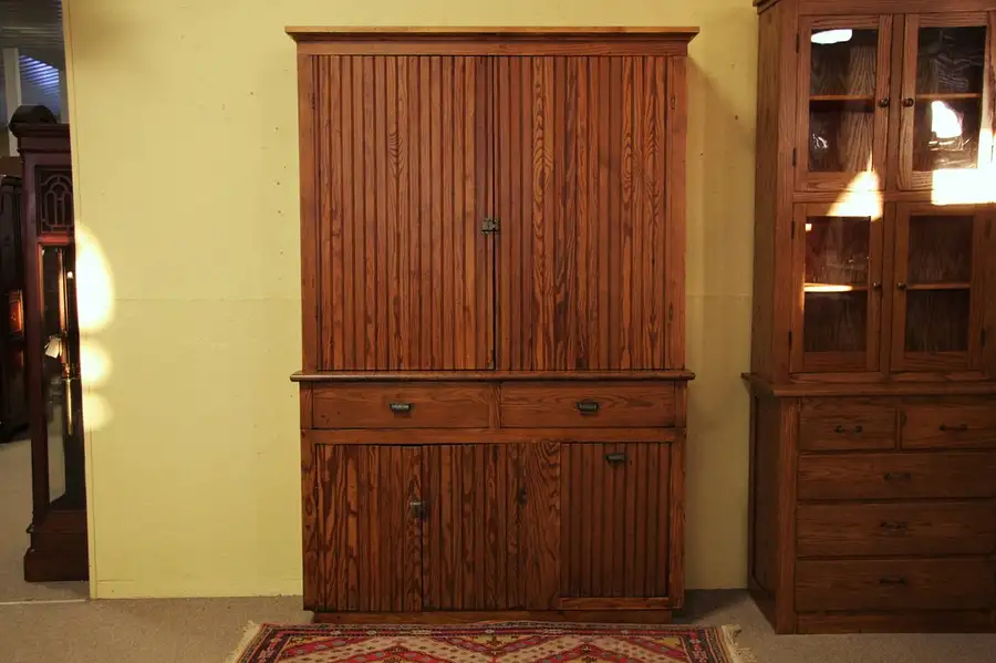 Main image of Country Pine Antique Wainscoting Cupboard, Grain Bin