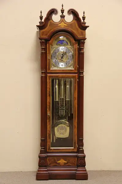 Main image of Sligh Signed & Numbered Grandfather Tall Case Clock, Tubular Chimes