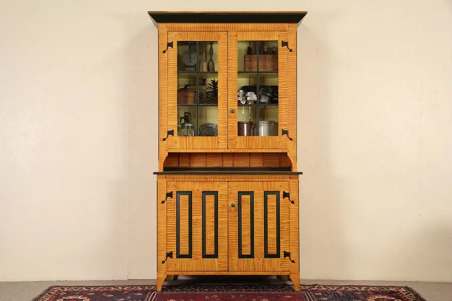 Main image of David T. Smith Signed Step Back Cabinet, Feather Painted 2000