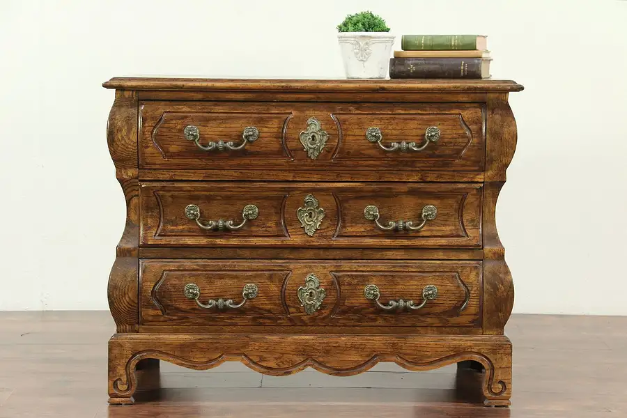 Main image of Oak Bombe Vintage Chest or Dresser, Signed Century