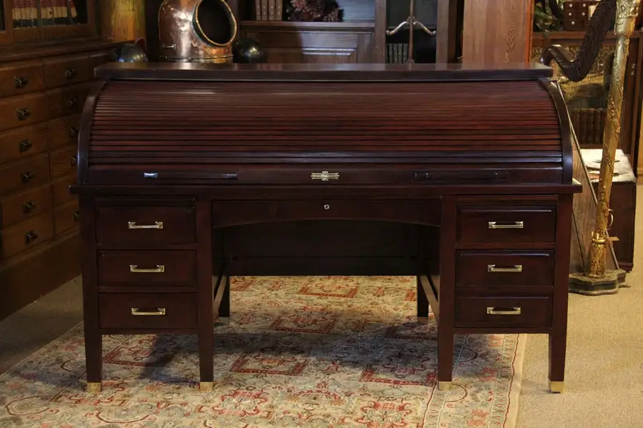 Main image of Mahogany Antique 1910 Roll Top Desk