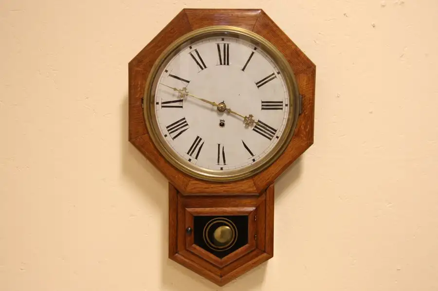 Main image of Oak Waterbury Schoolhouse Regulator Clock