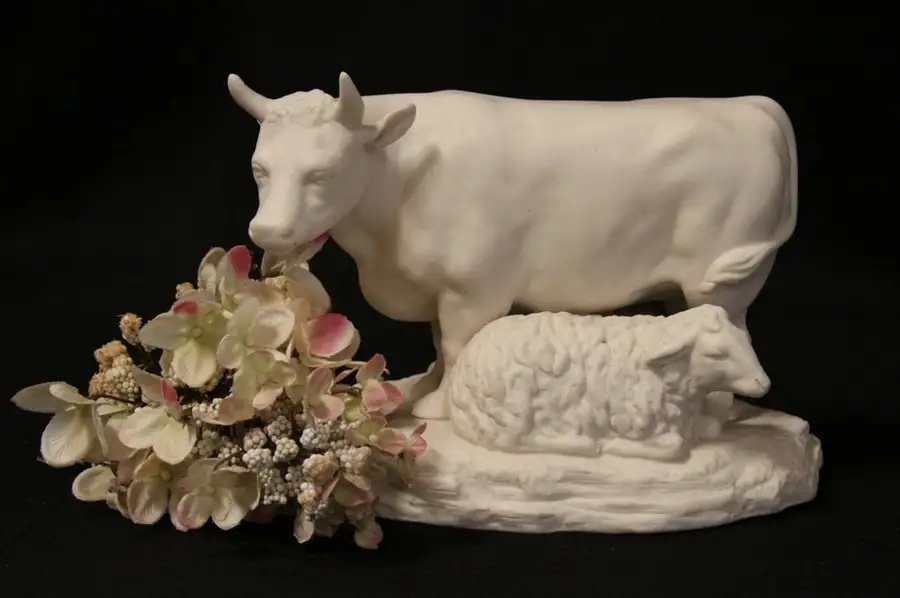 Main image of Goss 1882 Bisque Porcelain Cow & Sheep